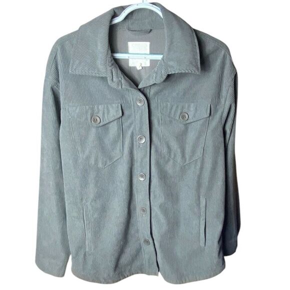 Avec Les Filles Womens Gray Corduroy Shirt Jacket Medium - Picture 1 of 3